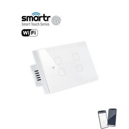 מפסק תאורה לבן 4 מתגים, קופסא 4 מקום TOUCH WIFI