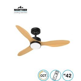 מאוורר תקרה 42" VERMONT +שלט ולד 24W CCT שחור+עץ NORTHER