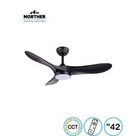 מאוורר תקרה 42" YORK +שלט ולד 24W CCT שחור NORTHER