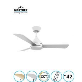 מאוורר תקרה 42" YOUNG +שלט ולד 24W CCT לבן+עץ NORTHER
