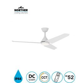 מאוורר תקרה 52" TANGO לפרגולה IP44 +שלט ולד 24W CCT לבן NORTHER