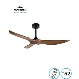 מאוורר תקרה 52" TRINITY כנפיים מעץ מלא +שלט שחור+עץ NORTHER